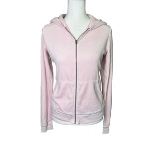 Vintage Y2K Juicy Couture Velour Hoodie Jacket Women's Size XL Baby Pink